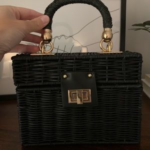 Zara Structured Rattan Wicker Purse